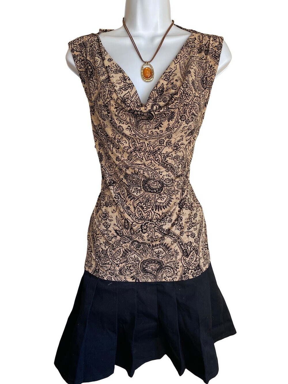 Vintage George Plus 16 Boho Paisley Cowl Neck Blouse Fall Whimsigoth Goth Office